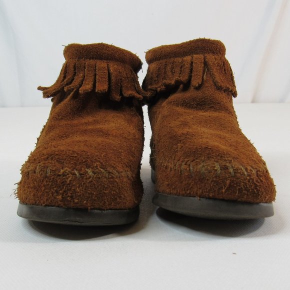 Minnetonka Kids Back Zipper Suede Boot Hardsole Size 10 - Picture 6 of 13